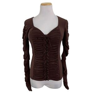 Moda International Victoria’s Secret Ruched Top M Milkmaid Ruffle